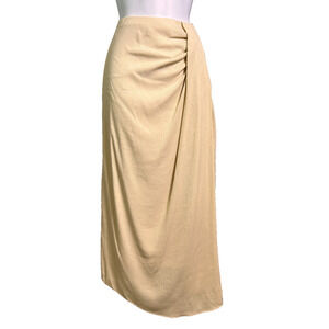 NWT Bailey 44 Nessa Midi Skirt Womens Medium Tan Draped Quiet Luxury Clean Girl